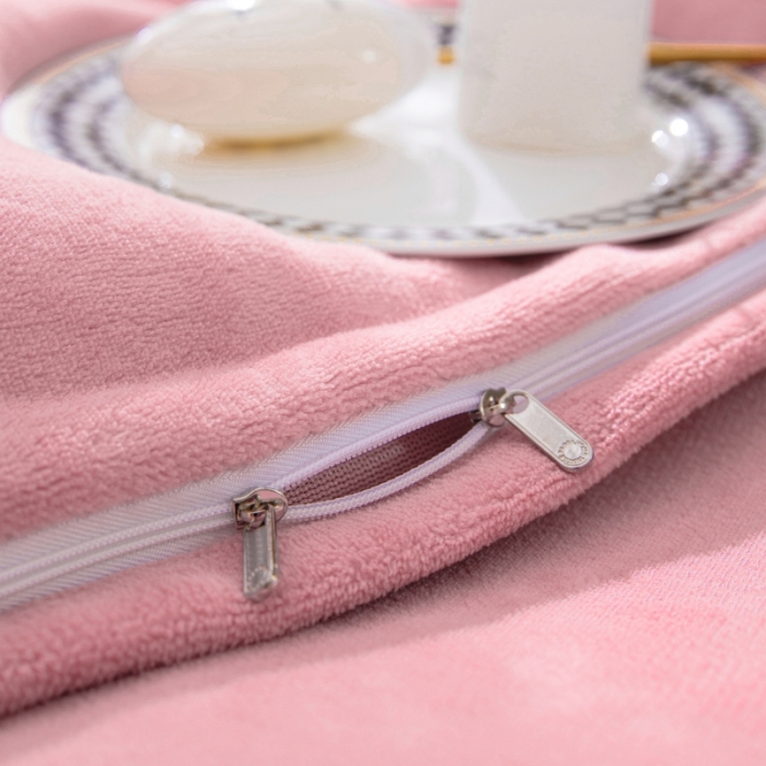 91家纺网 家纺一手货源 找家纺 绒博士 2023新款舒适保暖220克牛奶绒四件套系列 罗拉 粉色