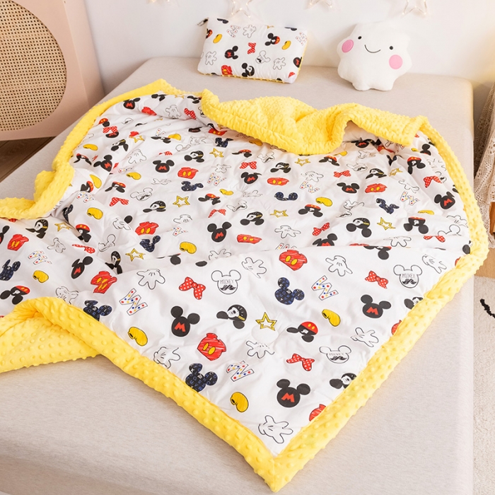 91家纺网 家纺一手货源 找家纺 十九色 2024新款儿童全棉豆豆被春秋被冬被婴幼儿安抚毯被子 米奇