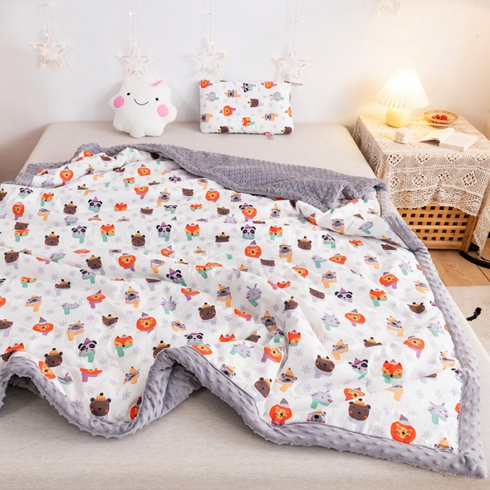 91家纺网 家纺一手货源 找家纺 十九色 2024新款儿童全棉豆豆被春秋被冬被婴幼儿安抚毯被子 圣诞