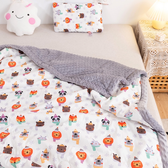 91家纺网 家纺一手货源 找家纺 十九色 2024新款儿童全棉豆豆被春秋被冬被婴幼儿安抚毯被子 圣诞