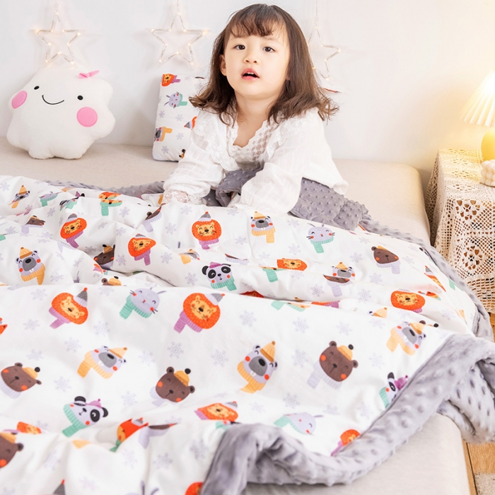 91家纺网 家纺一手货源 找家纺 十九色 2024新款儿童全棉豆豆被春秋被冬被婴幼儿安抚毯被子 圣诞