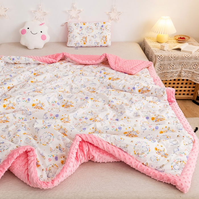 91家纺网 家纺一手货源 找家纺 十九色 2024新款儿童全棉豆豆被春秋被冬被婴幼儿安抚毯被子 小公主