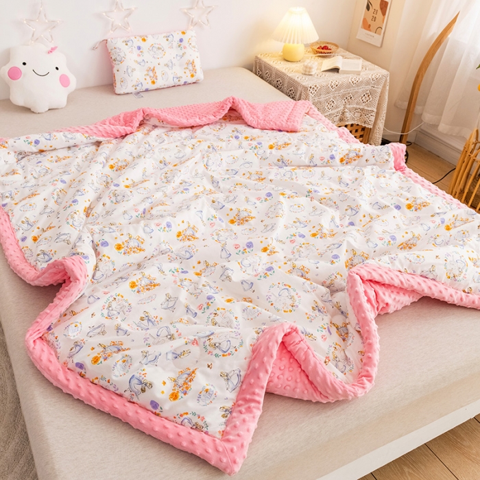 91家纺网 家纺一手货源 找家纺 十九色 2024新款儿童全棉豆豆被春秋被冬被婴幼儿安抚毯被子 小公主