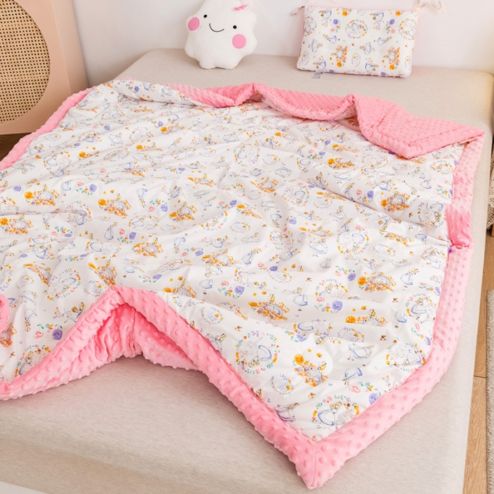 91家纺网 家纺一手货源 找家纺 十九色 2024新款儿童全棉豆豆被春秋被冬被婴幼儿安抚毯被子 小公主