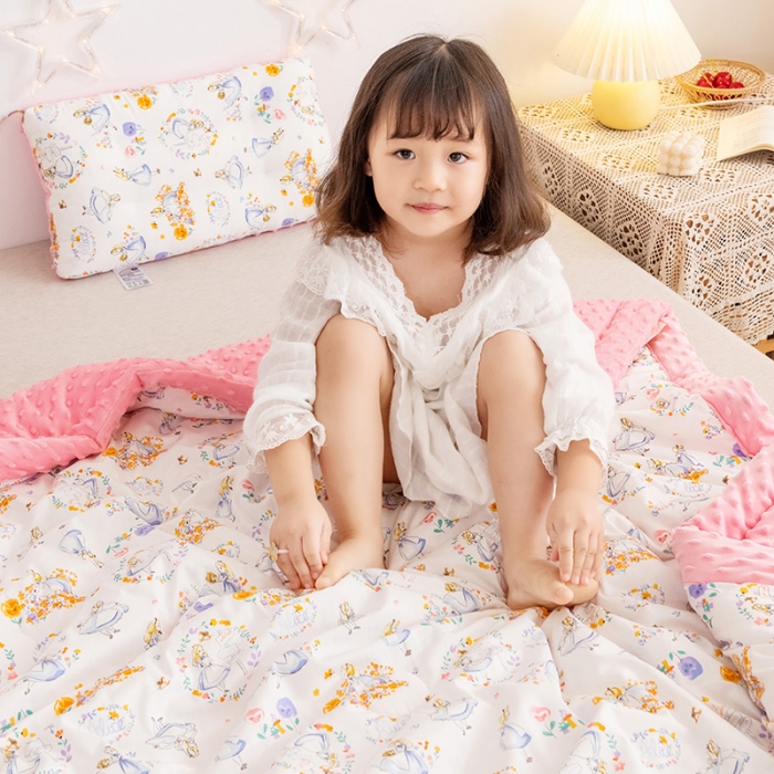 91家纺网 家纺一手货源 找家纺 十九色 2024新款儿童全棉豆豆被春秋被冬被婴幼儿安抚毯被子 小公主