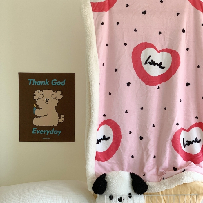 91家纺网 家纺一手货源 找家纺 美乐迪 2023新款牛奶绒毛毯 粉爱心