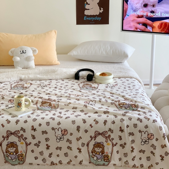 91家纺网 家纺一手货源 找家纺 美乐迪 2023新款牛奶绒毛毯 萝莉