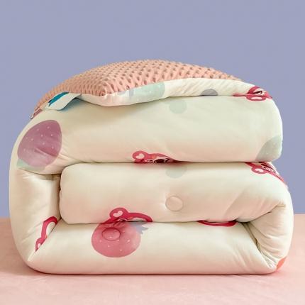 伊人居 2023新款A类迪士尼针织棉豆豆被 七彩草莓熊