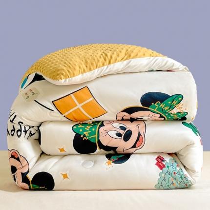 伊人居 2023新款A类迪士尼针织棉豆豆被 圣诞米奇