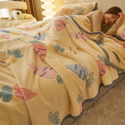21度C 2023新款雪花绒多功能毛毯盖毯 爱心萝卜