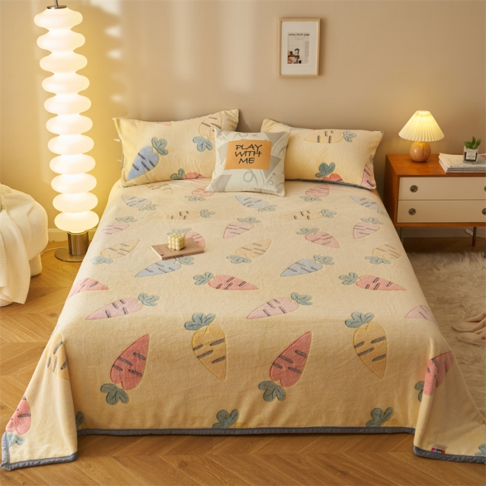 91家纺网 家纺一手货源 找家纺 21度C 2023新款雪花绒多功能毛毯盖毯 爱心萝卜