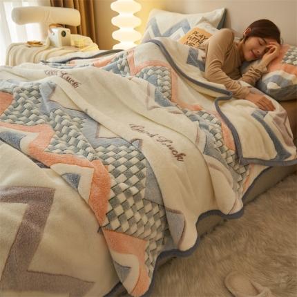 21度C 2023新款雪花绒多功能毛毯盖毯 波浪彩格