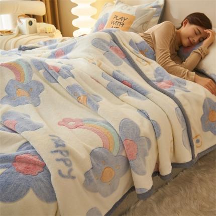 21度C 2023新款雪花绒多功能毛毯盖毯 彩虹灌花