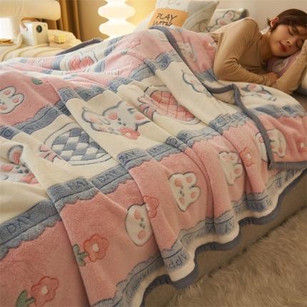 21度C 2023新款雪花绒多功能毛毯盖毯 萌兔心意