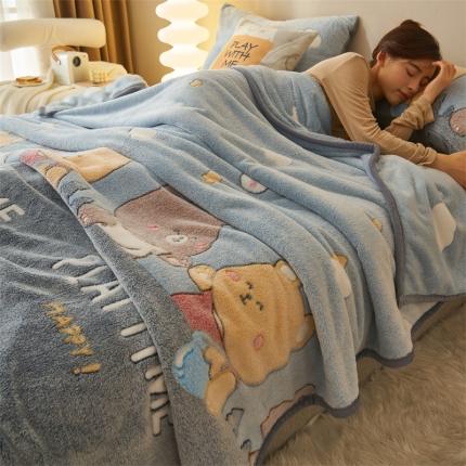 21度C 2023新款雪花绒多功能毛毯盖毯 情侣小熊