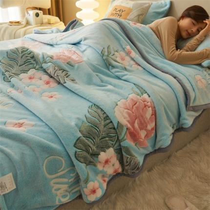 21度C 2023新款雪花绒多功能毛毯盖毯 香槟花语