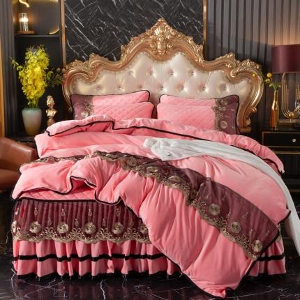 91家纺网 家纺一手货源 找家纺 （总）能好家纺 2023新款水晶绒夹棉床裙四件套