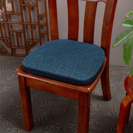 蔚意轩 2023新款立体边马蹄形坐垫椅垫餐椅垫-新中式场景 蓝色