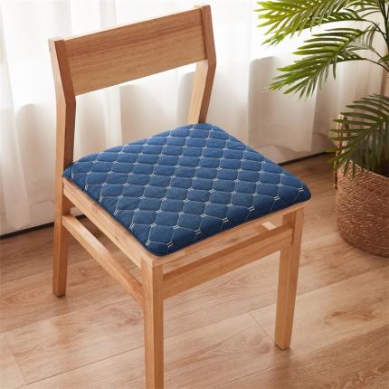 蔚意轩 2023新款绗绣坐垫椅垫餐椅垫-方形 方形蓝色
