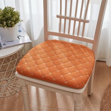 蔚意轩 2023新款绗绣坐垫椅垫餐椅垫-马蹄形 马蹄形橘色