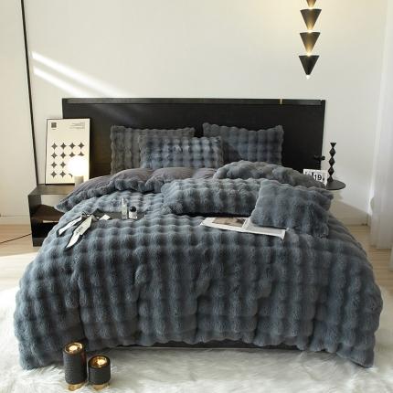 91家纺网 家纺一手货源 找家纺 2024美拉得高端A类高克重獭兔毛皮草双面加厚230克牛奶绒兔兔绒四件套