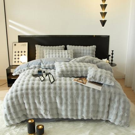 91家纺网 家纺一手货源 找家纺 2024美拉得高端A类高克重獭兔毛皮草双面加厚230克牛奶绒兔兔绒四件套