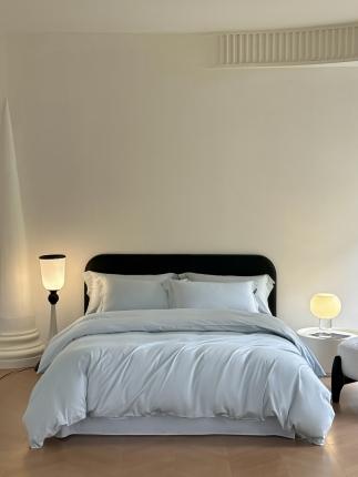 91家纺网 家纺一手货源 找家纺 618家纺 2023新款100支北欧长绒棉单被套 纯色冰蓝