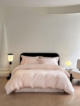 91家纺网 家纺一手货源 找家纺 618家纺 2023新款100支北欧长绒棉单被套 纯色虾粉