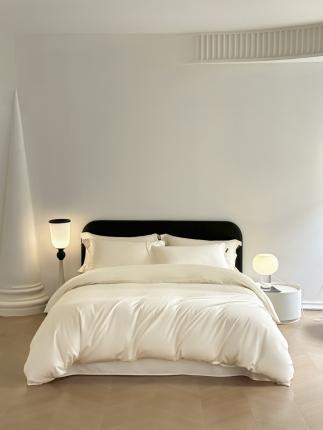 91家纺网 家纺一手货源 找家纺 618家纺 2023新款100支北欧长绒棉单被套 纯色元气白桃