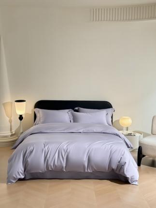 91家纺网 家纺一手货源 找家纺 618家纺 2023新款100支北欧长绒棉单被套 纯色紫灰