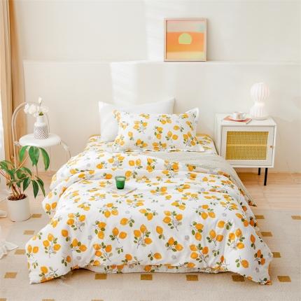 91家纺网 家纺一手货源 找家纺 元元-2023新款新增全棉13372三件套（不夹棉） 柠檬