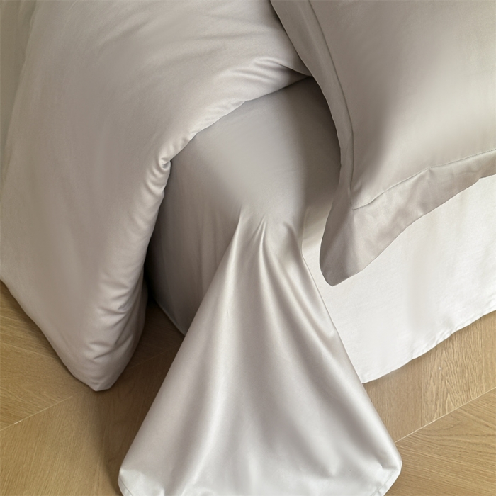 91家纺网 家纺一手货源 找家纺 618家纺 2023新款100支北欧长绒棉单床单 纯色月光灰