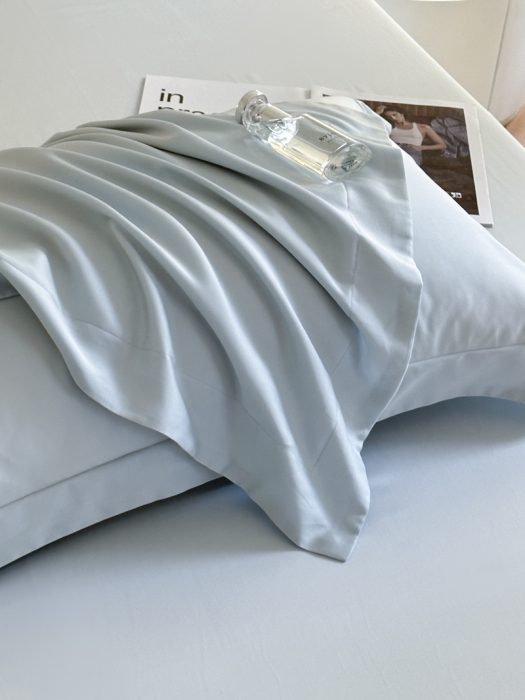 91家纺网 家纺一手货源 找家纺 618家纺 2023新款100支北欧长绒棉单品系列 枕套 纯色冰蓝