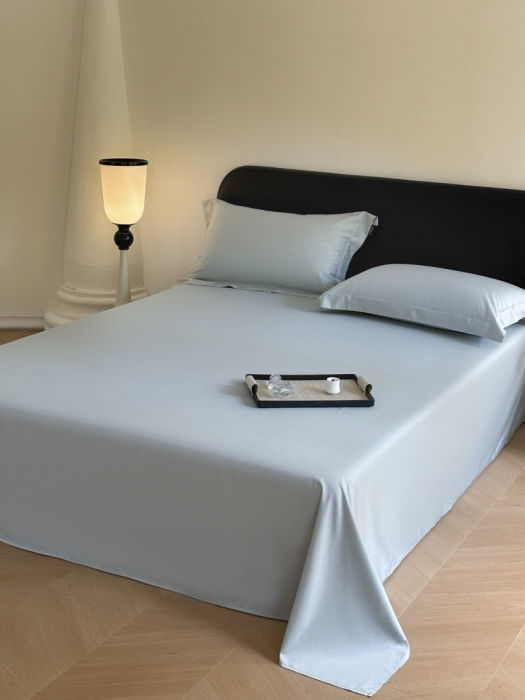 91家纺网 家纺一手货源 找家纺 618家纺 2023新款100支北欧长绒棉单品系列 枕套 纯色冰蓝