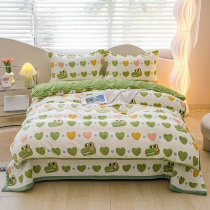 91家纺网 家纺一手货源 找家纺 （总）青竹苑2023新款床盖款四件套牛奶绒夹棉床盖宝宝绒豆豆学生三件套