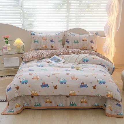 91家纺网 家纺一手货源 找家纺 （总）青竹苑2023新款床盖款四件套牛奶绒夹棉床盖宝宝绒豆豆学生三件套