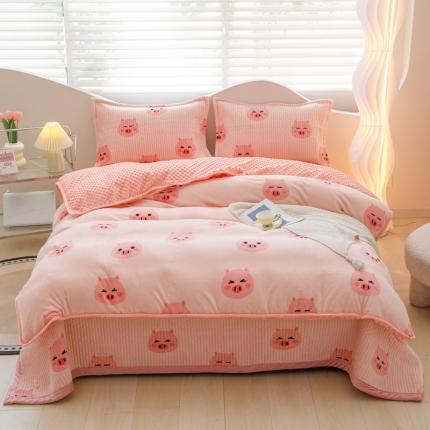 91家纺网 家纺一手货源 找家纺 （总）青竹苑2023新款床盖款四件套牛奶绒夹棉床盖宝宝绒豆豆学生三件套