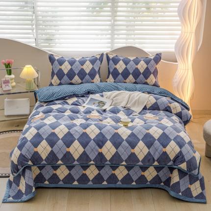 91家纺网 家纺一手货源 找家纺 （总）青竹苑2023新款床盖款四件套牛奶绒夹棉床盖宝宝绒豆豆学生三件套