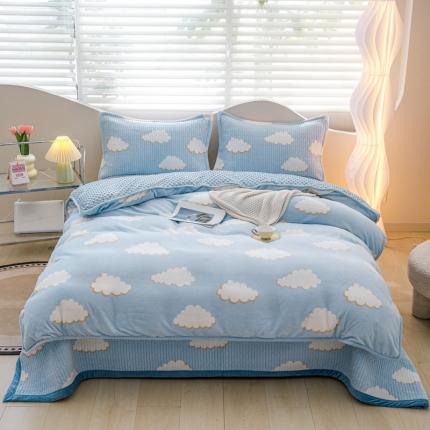 91家纺网 家纺一手货源 找家纺 （总）青竹苑2023新款床盖款四件套牛奶绒夹棉床盖宝宝绒豆豆学生三件套