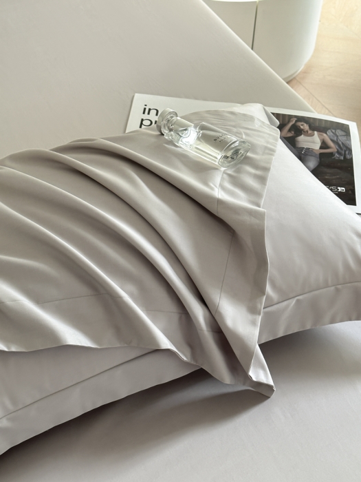 91家纺网 家纺一手货源 找家纺 618家纺 2023新款100支北欧长绒棉单品系列 枕套 纯色月光灰