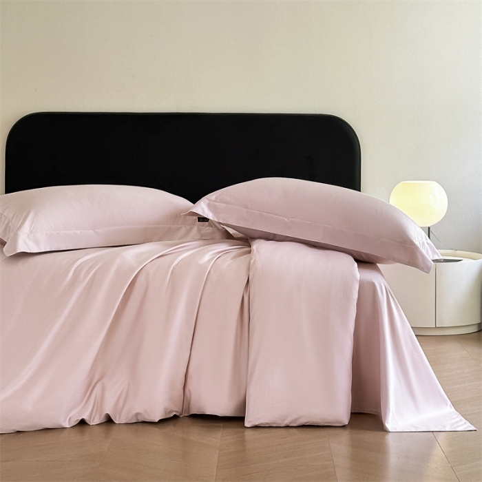 91家纺网 家纺一手货源 找家纺 618家纺 2023新款100支北欧长绒棉单床单 纯色梦幻粉