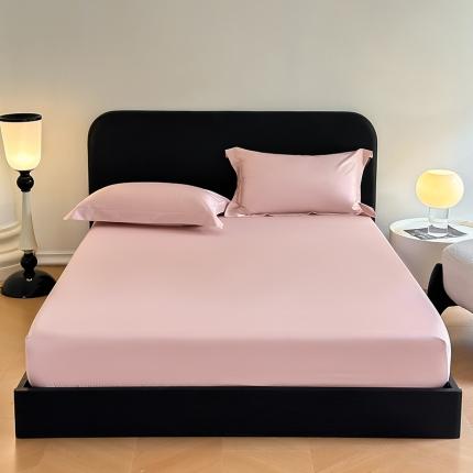 91家纺网 家纺一手货源 找家纺 618家纺 2023新款100支北欧长绒棉单床笠 梦幻粉