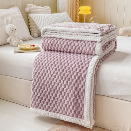 270克加厚金龟绒毛毯 菠萝格包边盖毯 纯色空调毯法莱绒毯子 优雅紫