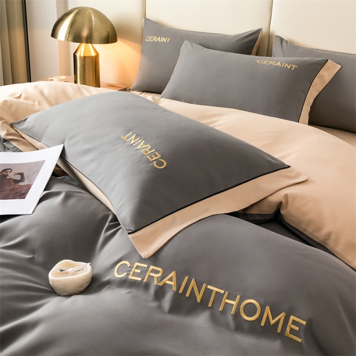 91家纺网 家纺一手货源 找家纺 （总）盛秋家纺 2025新款纯色双拼刺绣四件套麻绳款-洛伦