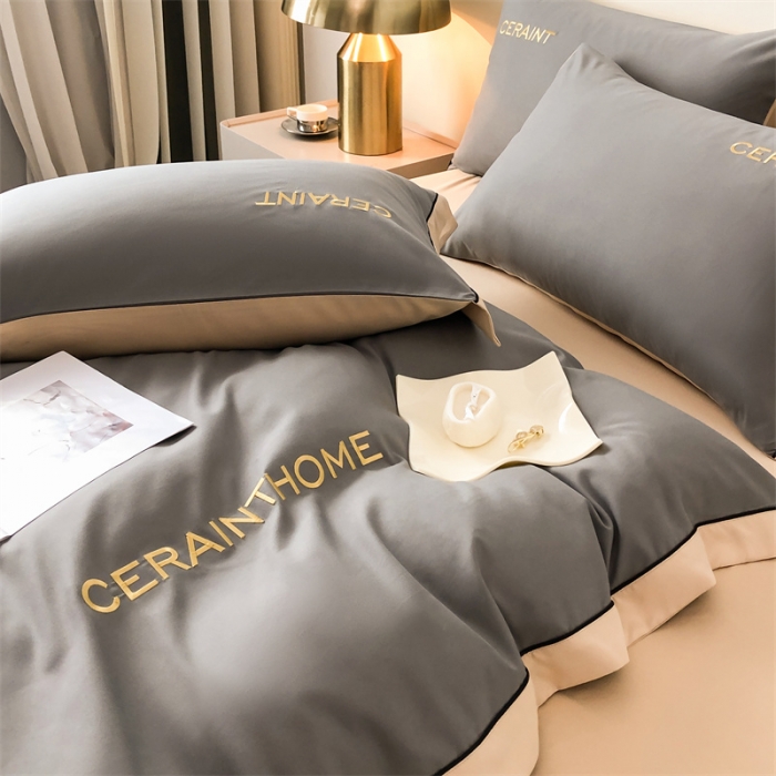 91家纺网 家纺一手货源 找家纺 （总）盛秋家纺 2025新款纯色双拼刺绣四件套麻绳款-洛伦