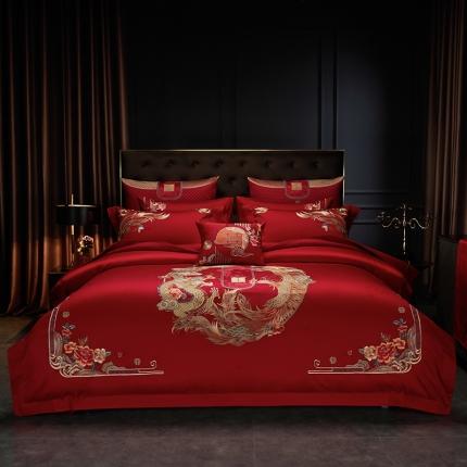 91家纺网 家纺一手货源 找家纺 （总）缔缦 2023新款100s全棉长绒棉刺绣四件套婚庆