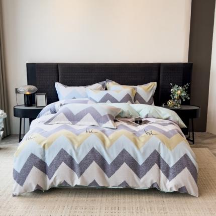 印季家纺 2024新款全棉印花加厚混纺磨毛四件套 简约时代