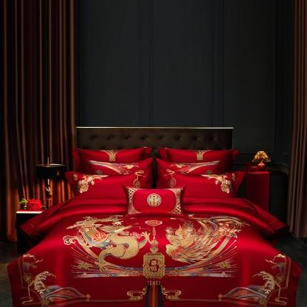 缔缦 2023新款100s全棉长绒棉刺绣四件套婚庆 大喜之日