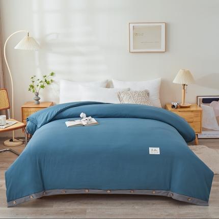 91家纺网 家纺一手货源 找家纺 熙宴 2023纽扣款棉麻可拆卸棉花被 纽扣款-宾利蓝
