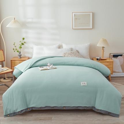 91家纺网 家纺一手货源 找家纺 熙宴 2023纽扣款棉麻可拆卸棉花被 纽扣款-天空蓝